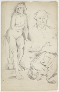Studies of Three Figures, Including a Self-Portrait by Paul Cézanne
